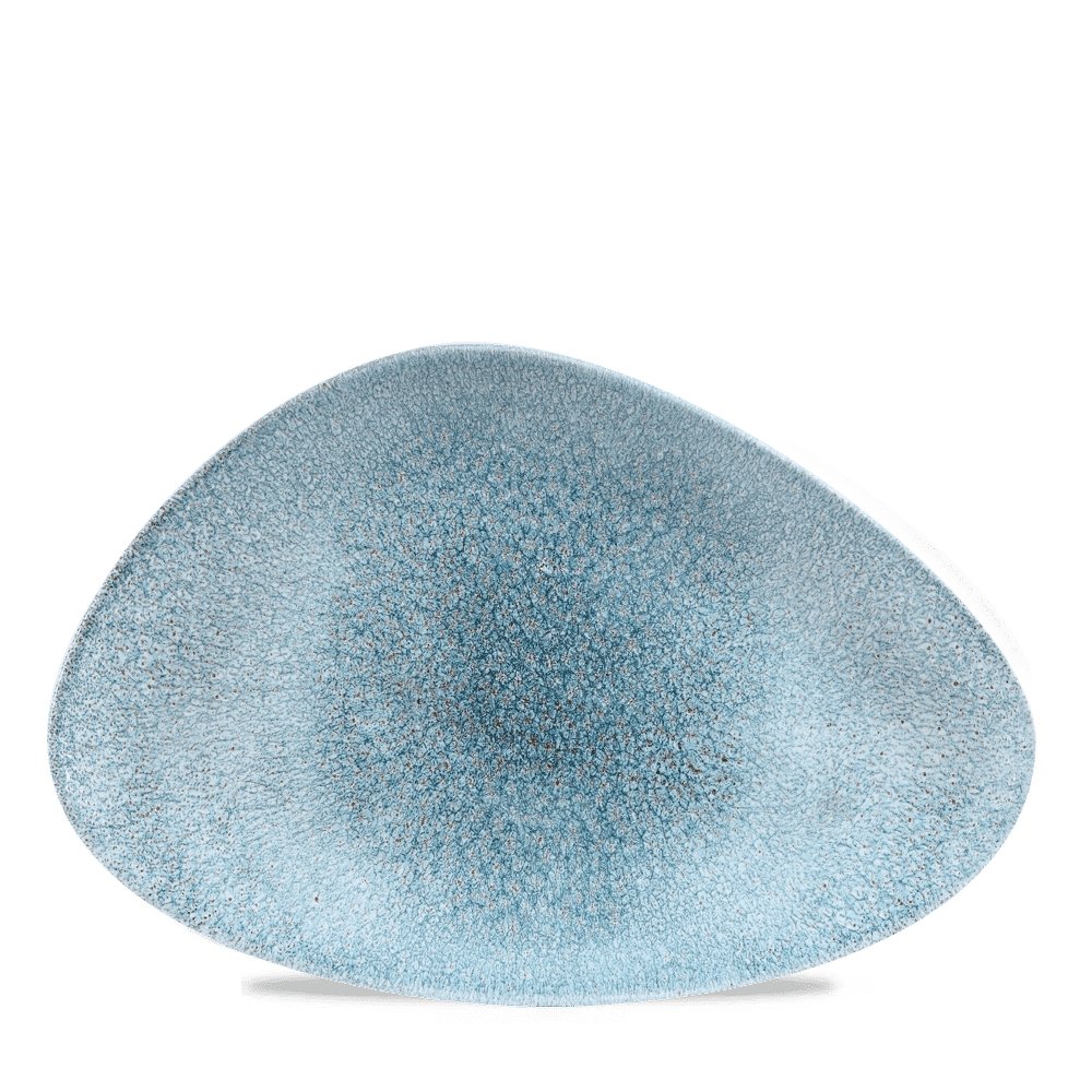 Raku Topaz Blue Triangle Chefs Plate 12"X8" Box 6
