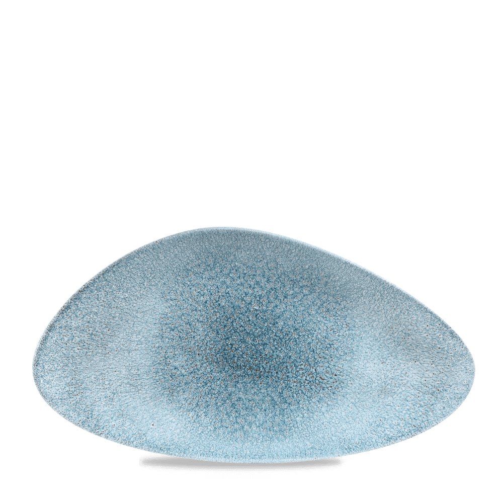 Raku Topaz Blue Triangle Chefs Plate 13 3/4"X7 3/8" Box 6