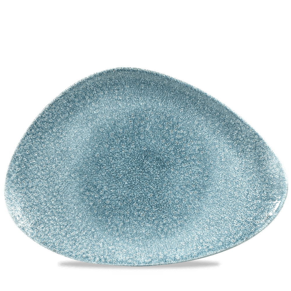 Raku Topaz Blue Triangle Chefs Plate 14X9 3/4" Box 6