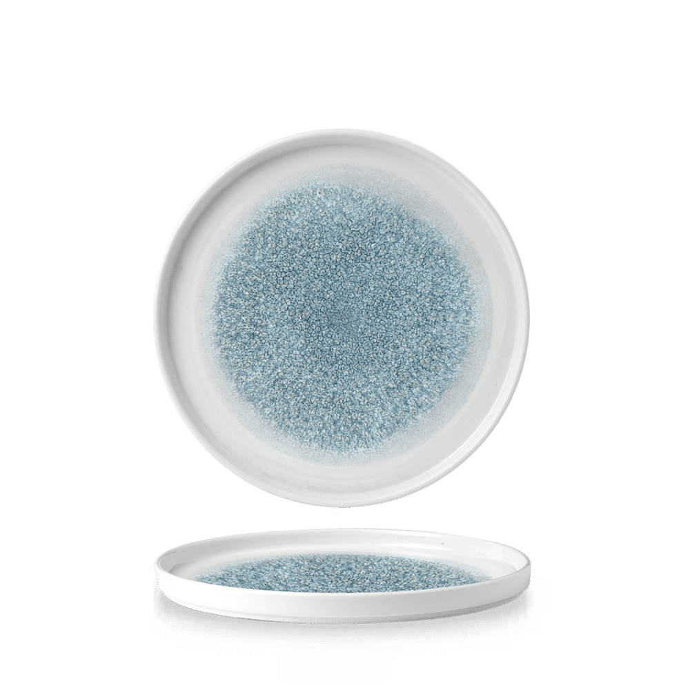 Raku Topaz Blue  Walled Plate 8.67" Box 6
