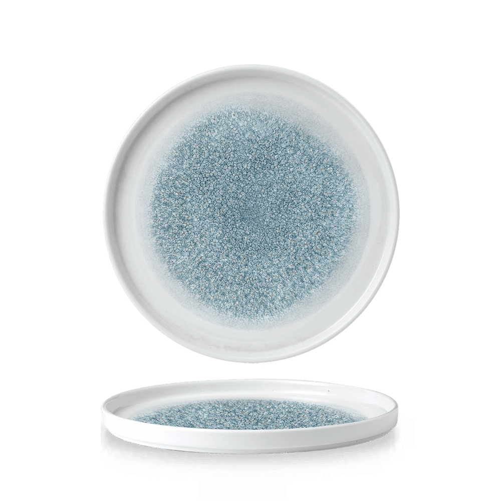 Raku Topaz Blue  Walled Plate 10 2/8" Box 6
