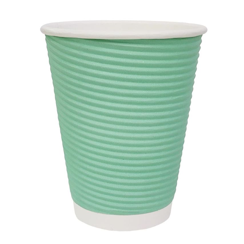 Fiesta Recyclable Coffee Cups Ripple Wall Turquoise 225ml / 8oz (500 Pack) (Lid CW716)