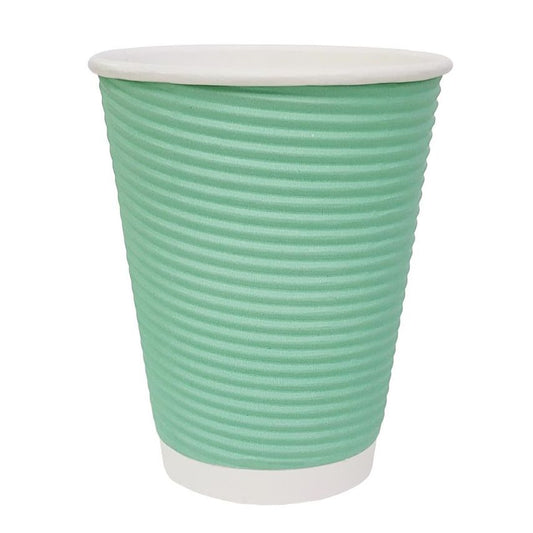 Fiesta Recyclable Coffee Cups Ripple Wall Turquoise 225ml / 8oz (500 Pack) (Lid CW716)