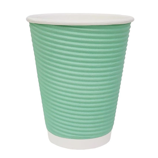 Fiesta Recyclable Coffee Cups Ripple Wall Turquoise 340ml / 12oz (500 Pack) (Lid CW718)