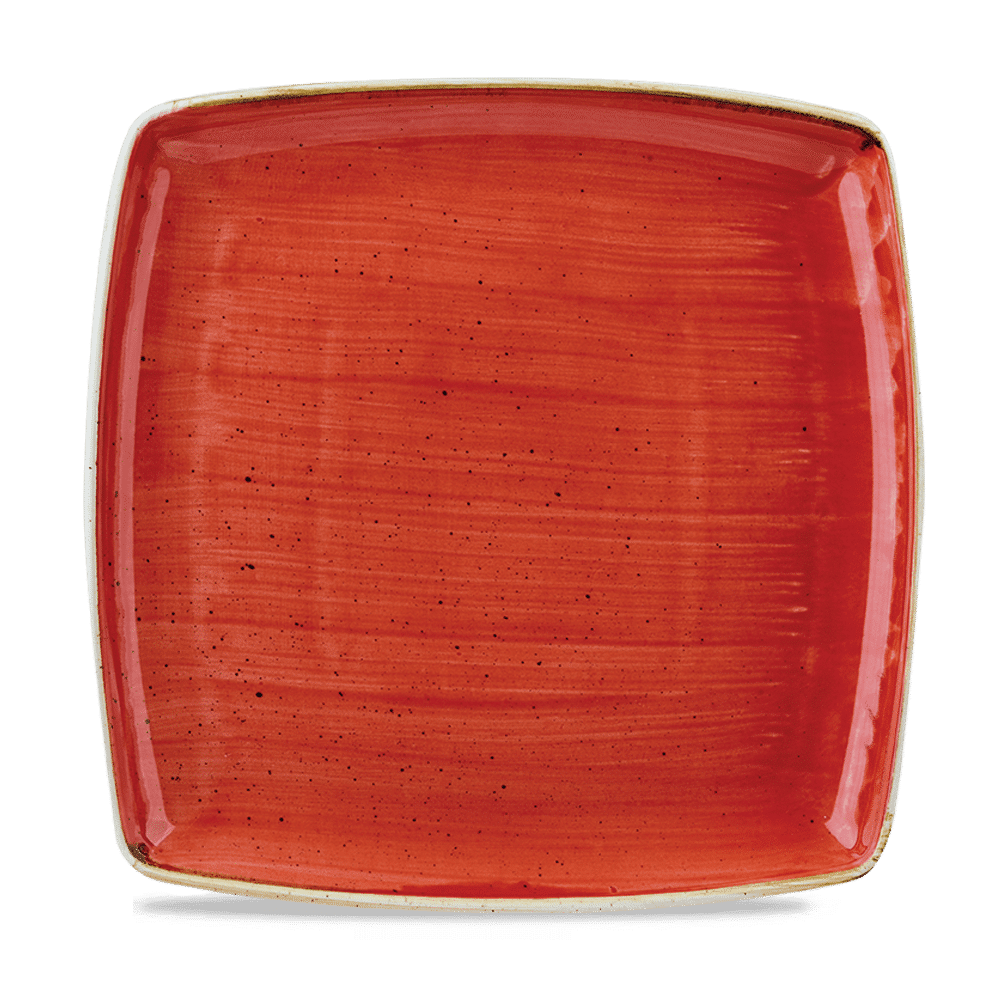 Stonecast Berry Red  Deep Square Plate 26Cm Box 6