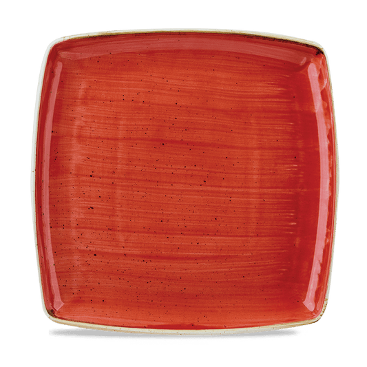 Stonecast Berry Red Deep Square Plate 26Cm Box of 6 (3-5 Working Days Delivery)