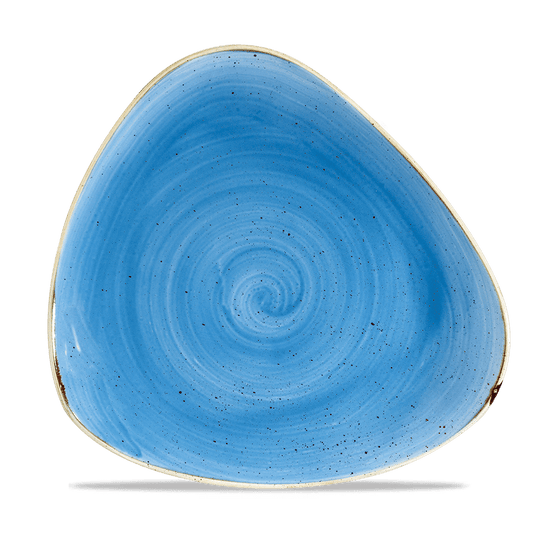 Stonecast Cornflower Blue Triangle Plate 26.5Cm Box of 12 (3-5 Working Days Delivery)
