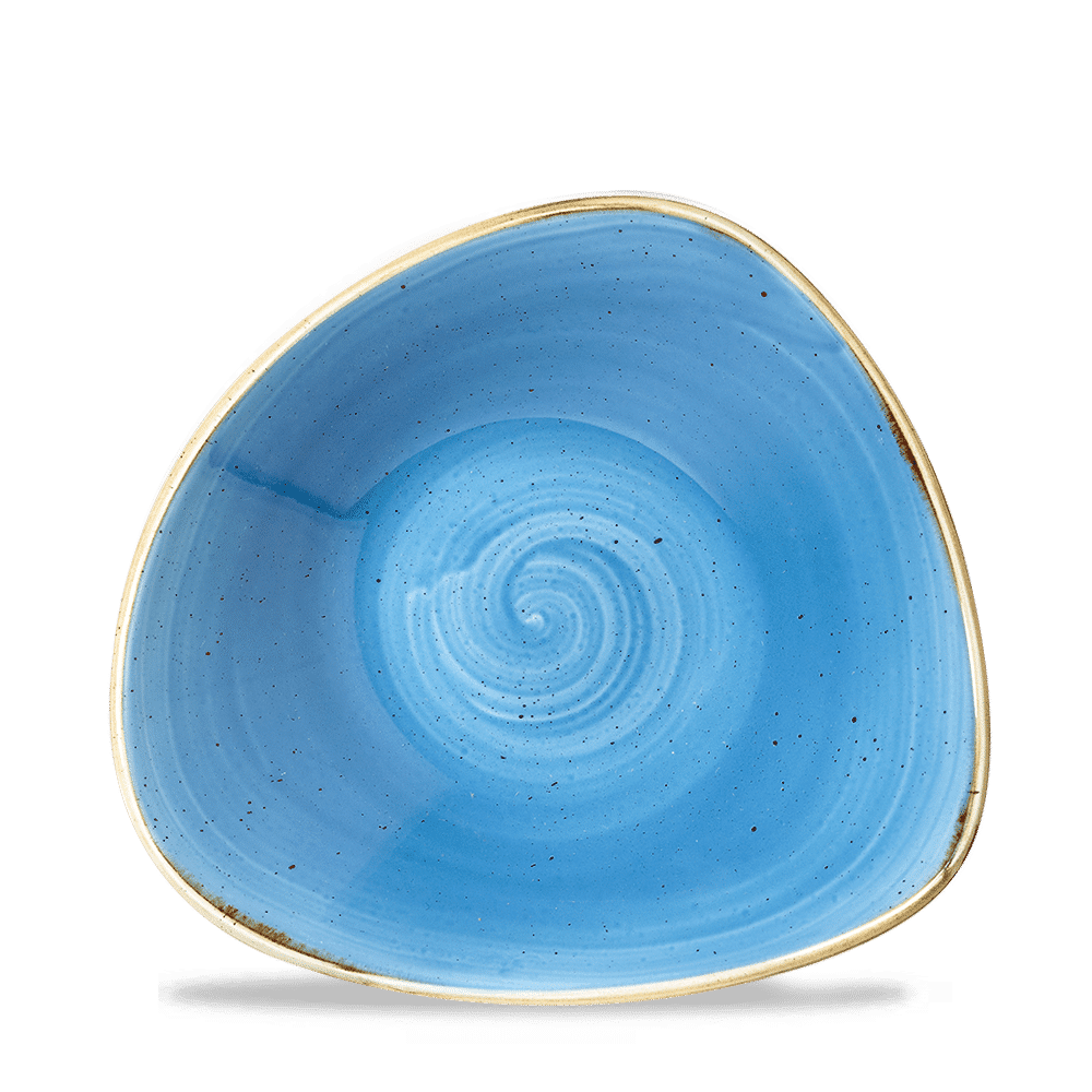 Stonecast Cornflower Blue Triangular Bowl 18.5Cm Box 12