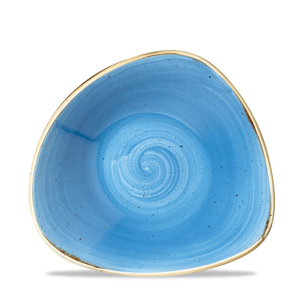 Stonecast Cornflower Blue Triangular Bowl 23.5Cm Box 12
