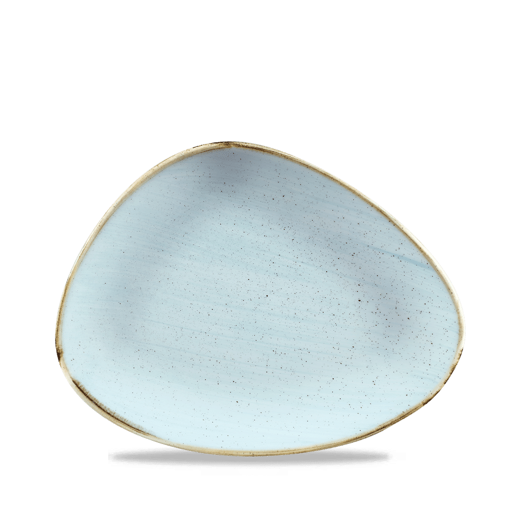 Stonecast Duck Egg Triangle Chefs Plate 10 3/8"X8" Box 12