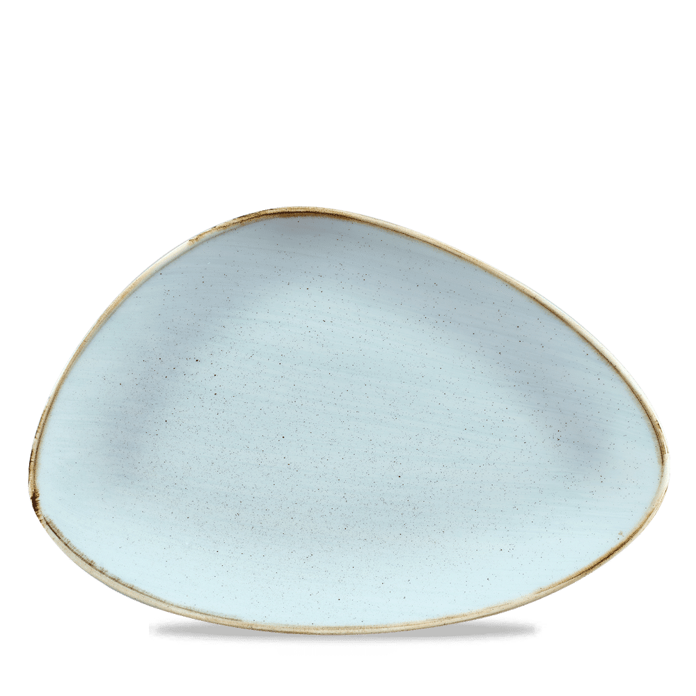 Stonecast Duck Egg Triangle Chefs Plate 12"X8" Box 6