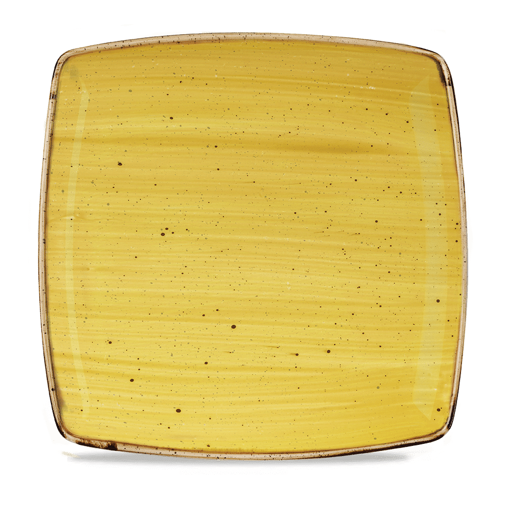 Stonecast Mustard  Deep Square Plate 26Cm Box 6