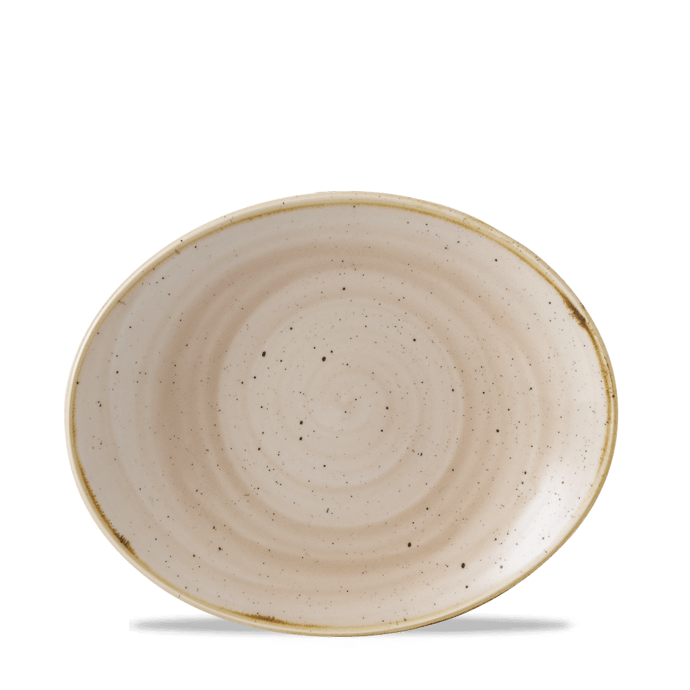 Stonecast Nutmeg Cream Orbit Oval Coupe Plate 19.7Cm Box 12