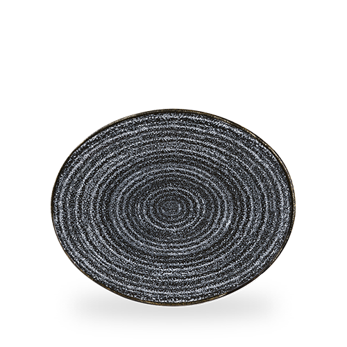 Studio Prints Charcoal Black Orbit Oval Coupe Plate 10 5/8" Box 12