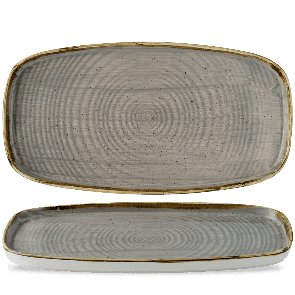 Stonecast Grey Oblong Chefs Plates 12 5/8X7 1/4" Box 6