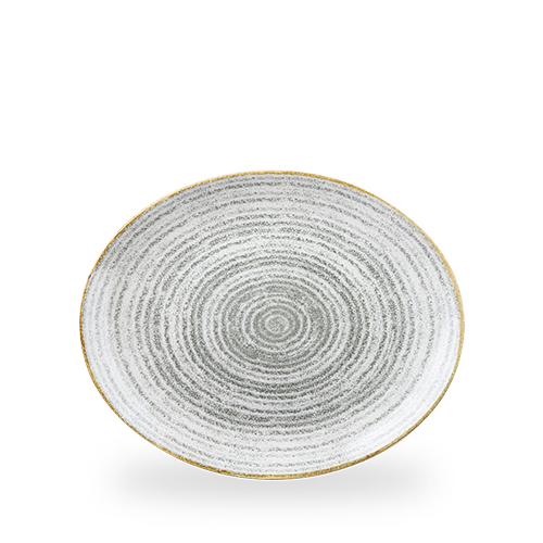 Studio Prints Stone Grey Orbit Oval Coupe Plate 10 5/8" Box 12