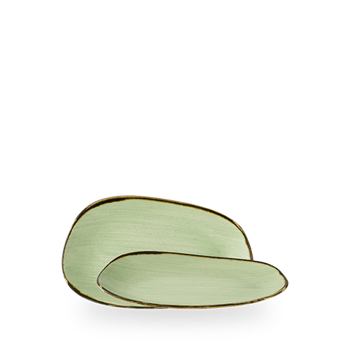 STONECAST SAGE GREEN OPAL ORGANIC OBLONG PLATE 22X13CM Box of 12 (3-5 Working Days Delivery)