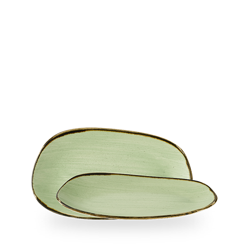 STONECAST SAGE GREEN OPAL ORGANIC OBLONG PLATE 26X15CM Box of 12 (3-5 Working Days Delivery)