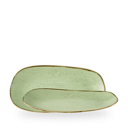 STONECAST SAGE GREEN OPAL ORGANIC OBLONG PLATE 30X15CM Box of 12 (3-5 Working Days Delivery)