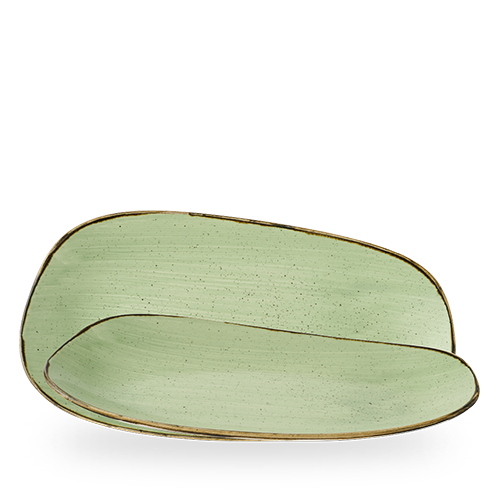 STONECAST SAGE GREEN OPAL ORGANIC OBLONG PLATE 35 X 18.5CM Box of 6 (3-5 Working Days Delivery)