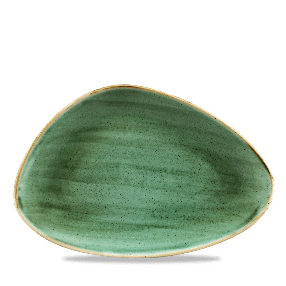 Stonecast Samphire Green Triangle Chefs Plate 12"X8" Box 6