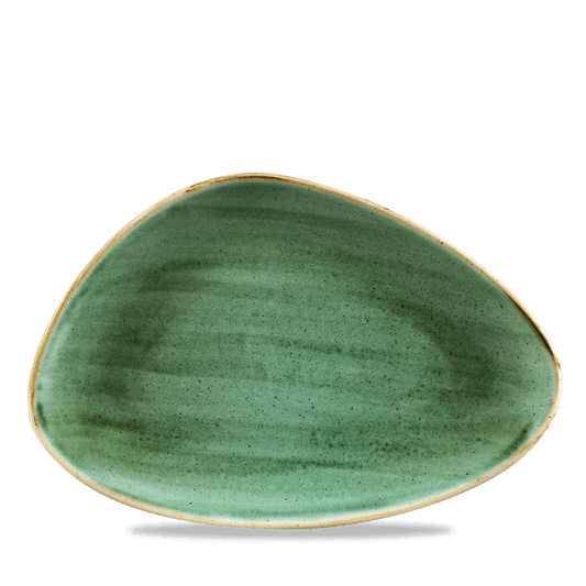 Stonecast Samphire Green Triangle Chefs Plate 12"X8" Box of 6 (3-5 Working Days Delivery)