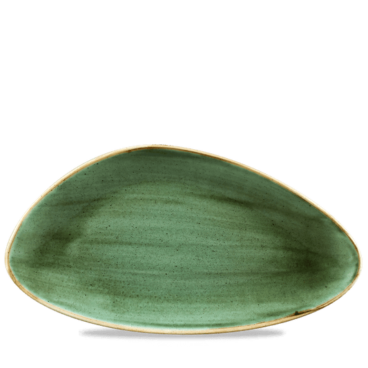 Stonecast Samphire Green Triangle Chefs Plate 13 3/4"X7 3/8" Box of 6 (3-5 Working Days Delivery)