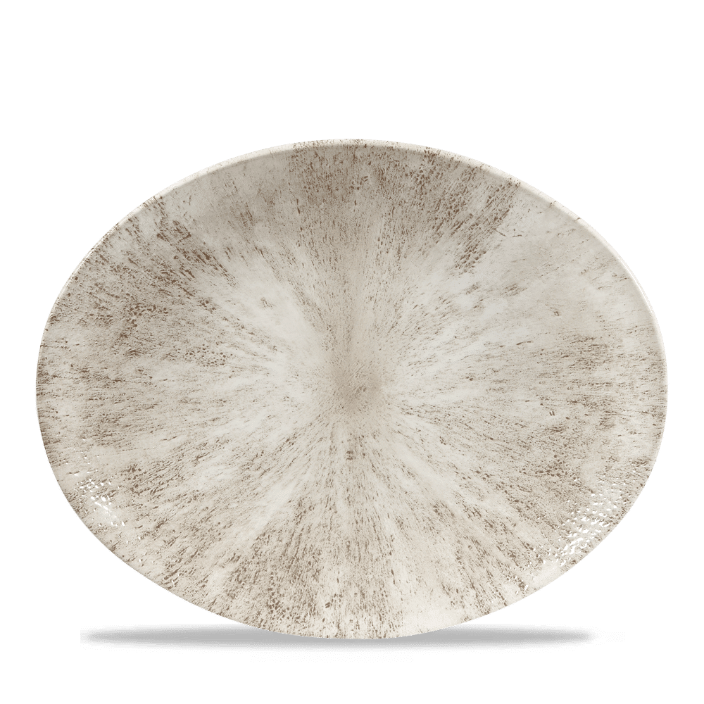 Stone Agate Grey Orbit Oval Coupe Plate 12.5" Box 12