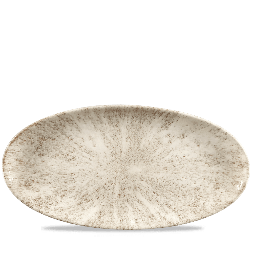 Stone Agate Grey Oval Chefs Plate 13 3/4X6 3/4" Box 6