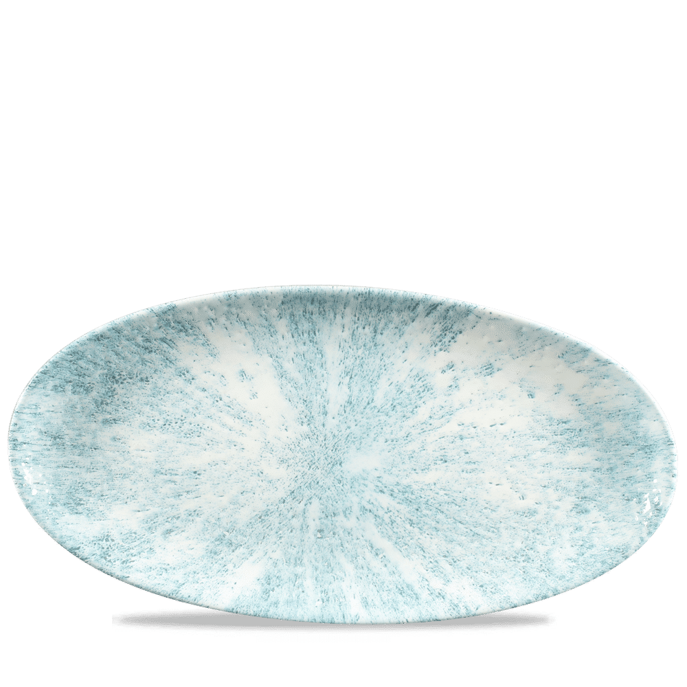 Stone Aquamarine Oval Chefs Plate 13 3/4X6 3/4" Box 6