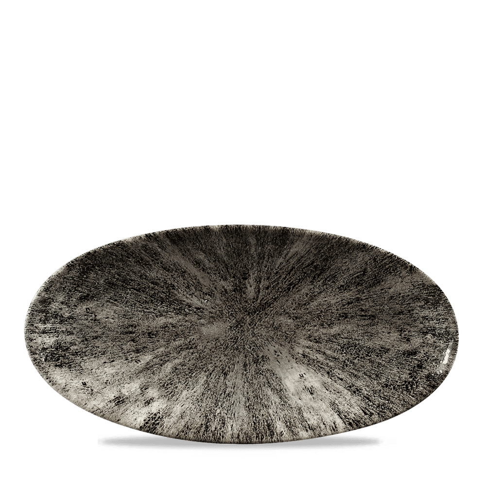 Stone Quartz Black Oval Chefs Plate 11 4/5X5 3/4" Box 12