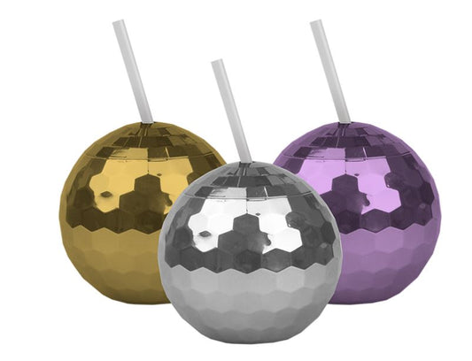 Disco Ball Cocktail Cup 20oz / 568ml Gold, Silver & Purple*Handwash Only x 24 Availability*