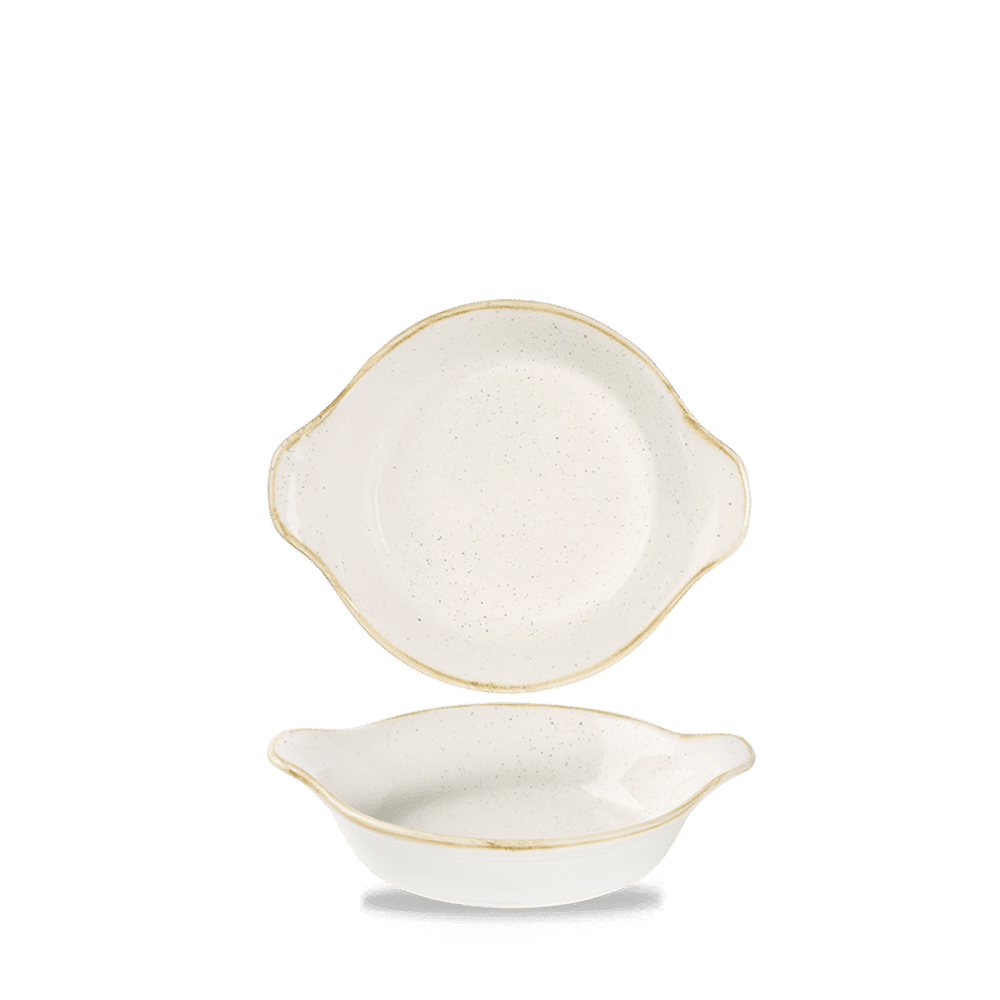 Stonecast Barley White  Large Round Eared Dish 7 X 8 1/2" Box 6