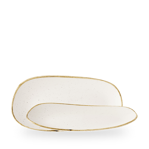 STONECAST BARLEY WHITE OPAL ORGANIC OBLONG PLATE 30X15CM BOX 12