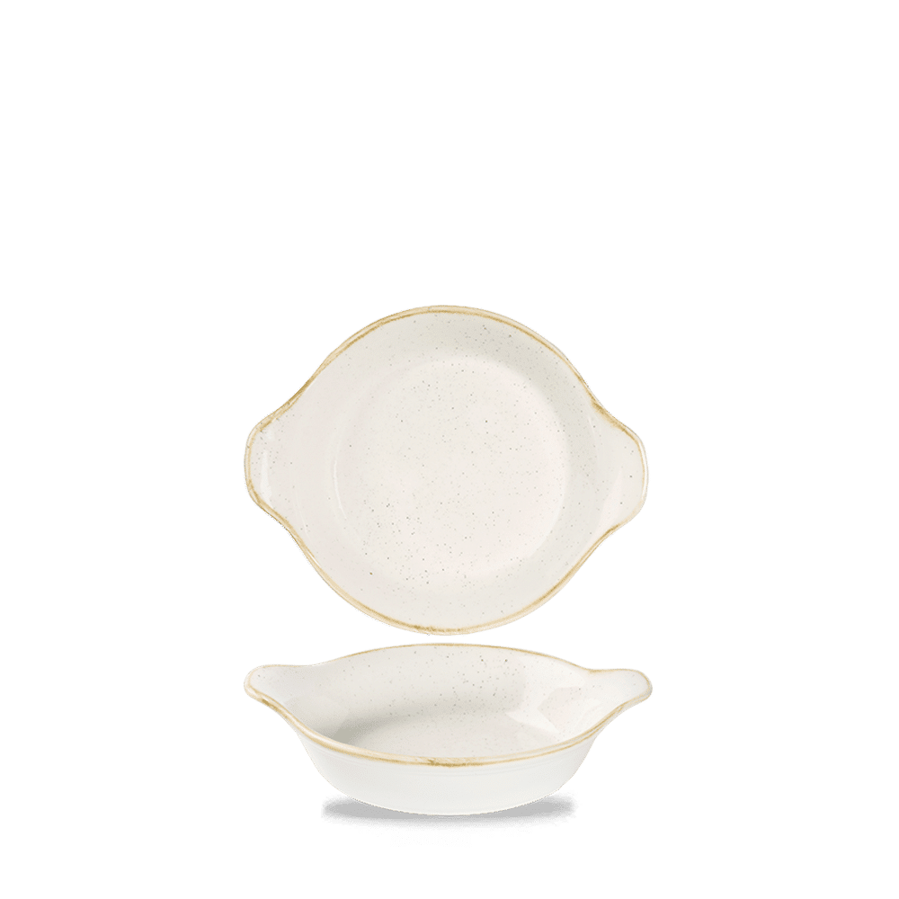 Stonecast Barley White  Small Round Eared Dish 5 7/8 X 7 1/8" Box 6