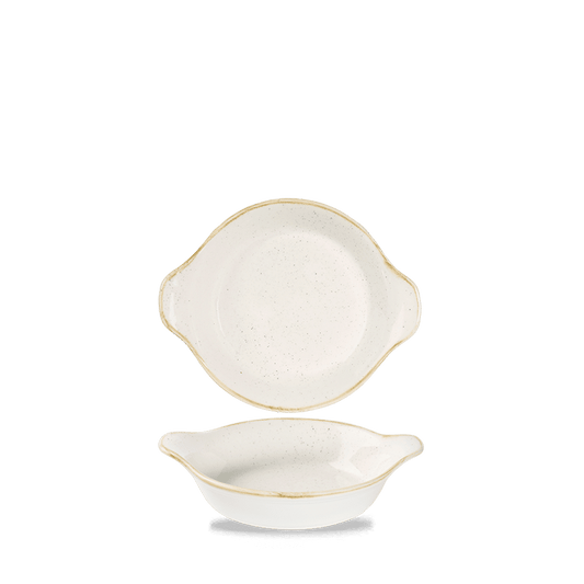Stonecast Barley White Small Round Eared Dish 5 7/8 X 7 1/8" Box of 6 (3-5 Working Days Delivery)