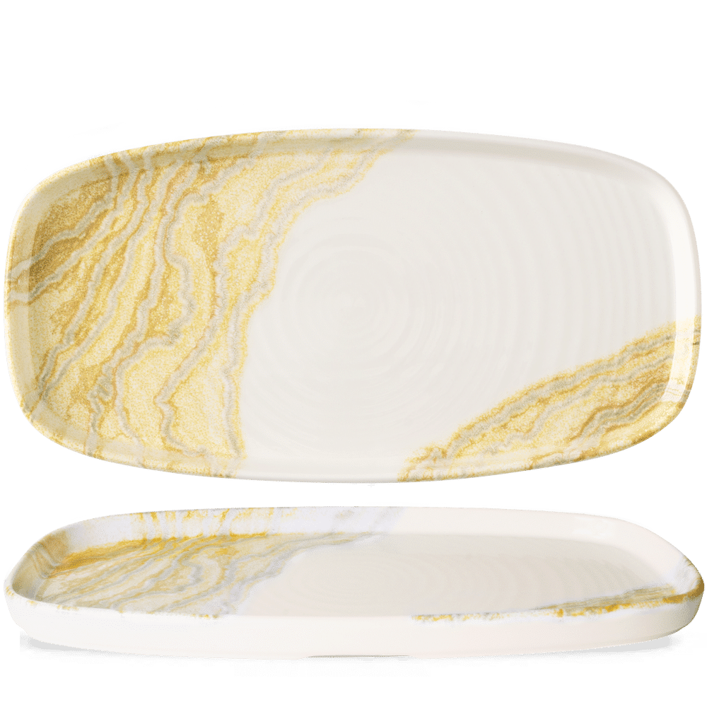 Tide Gold Oblong Chefs Plates 12 5/8X7 1/4" Box 6