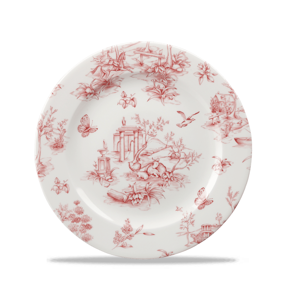 Toile Cranberry Profile Plate 8" Box 6