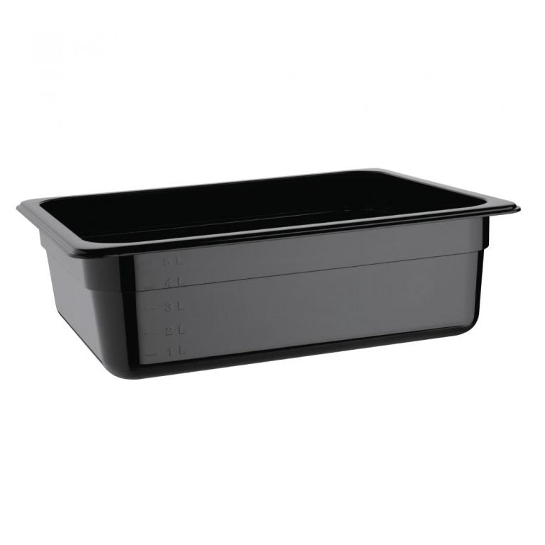 Vogue Polycarbonate 1/2 Gastronorm Container 100mm Black