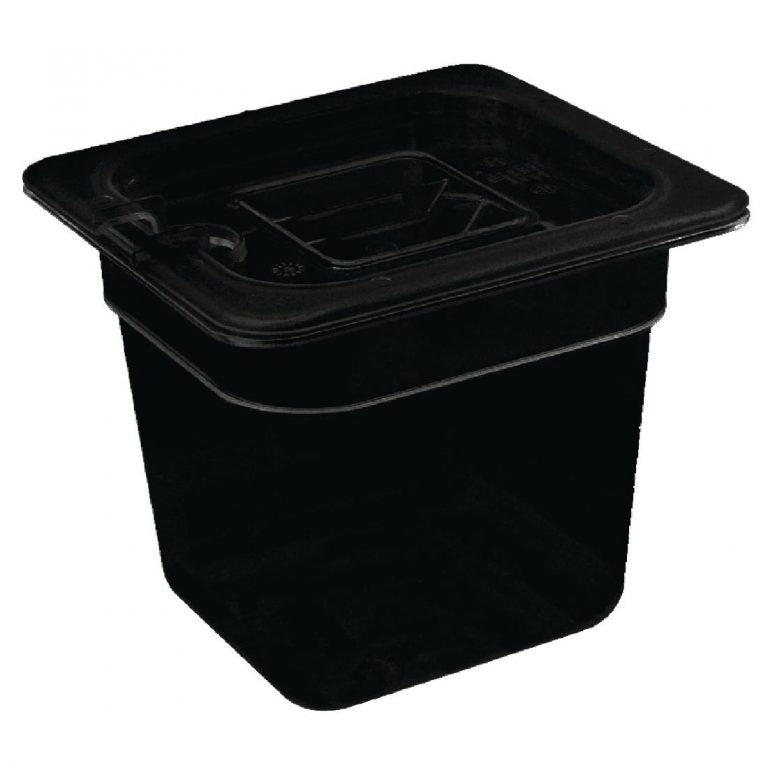 Vogue Polycarbonate 1/6 Gastronorm Container 65mm Black