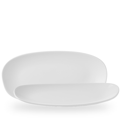 WHITE OPAL ORGANIC OBLONG PLATE 35 X 18.5CM Box of 6 (3-5 Working Days Delivery)