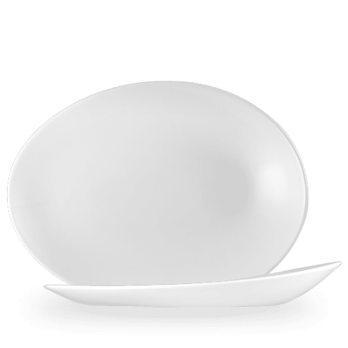 White Oval Orb Plate 13 3/4X10 1/2" Box of 12 (3-5 Working Days Delivery)
