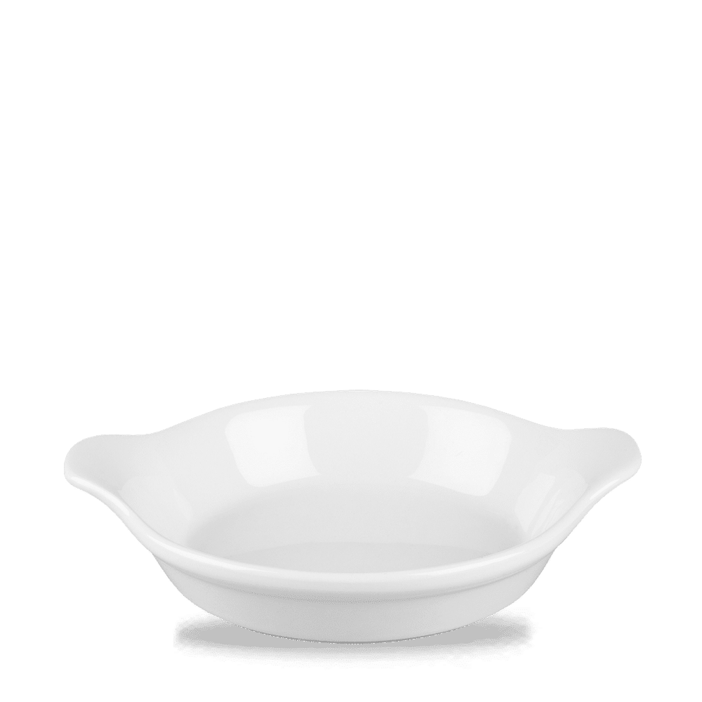 White Cookware  Large Round Eared Dish 7.125" Box 6