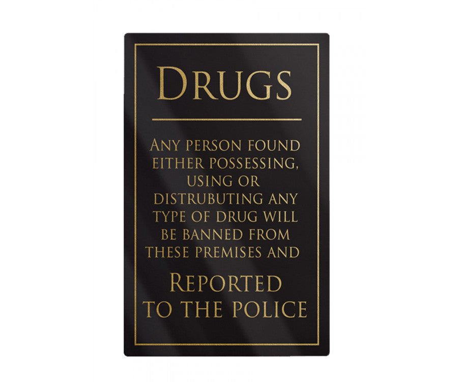 Rigid Gloss Black 1.5mm Drugs Policy Notice260mm x 170mm