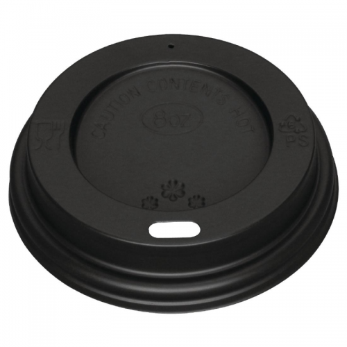 Fiesta Black Polystyrene Lids for 8oz Coffee Cups (1000 Pack)