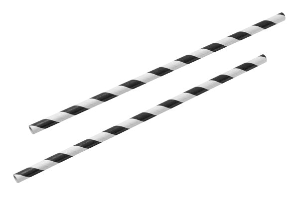 8INCH - Black & White Paper Straw BOXED x 250