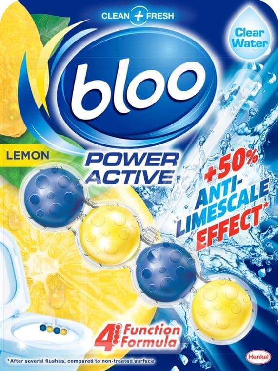 Bloo Power Active Clear Water Toilet Rim Block Lemon (Pack of 3)