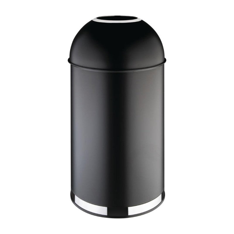 Bolero Steel Open Lid Bullet Bin Black 40Ltr