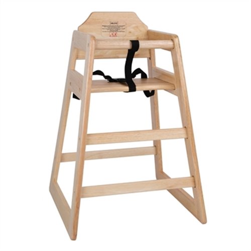 Bolero Wooden Highchair Natural Finish - Seat Height: 500mm. Sold Singly