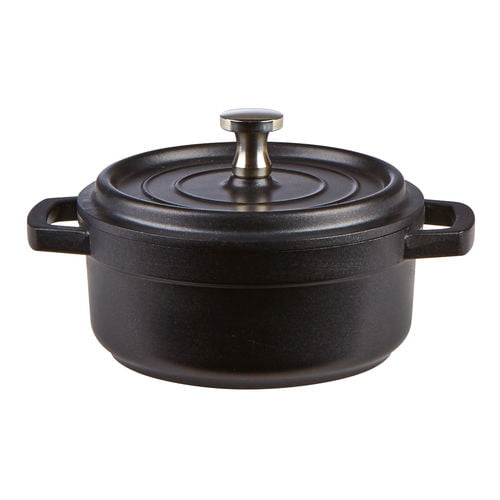 Mini Round Black Cast Aluminium Cocotte 10x5cm Pack of 2